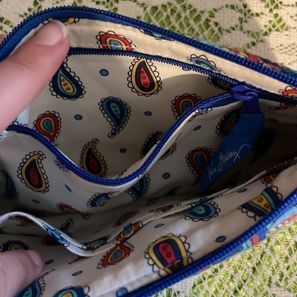 Vera Bradley women’s clutch wristlet paisley pattern maritime blue white mini - Picture 5 of 8